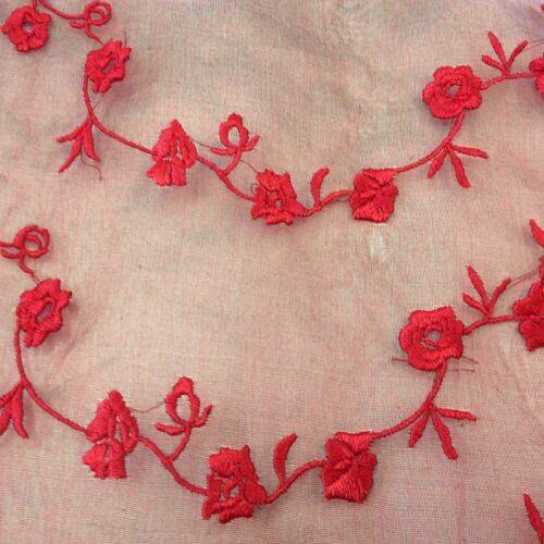 Small Rose Embroidery on Colour